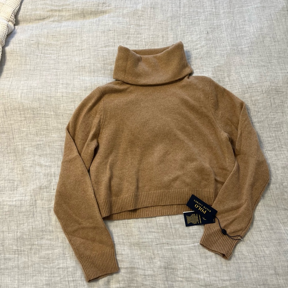Polo Ralph Lauren Cashmere Tan Turtleneck Cropped